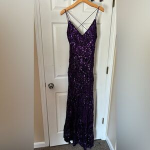 Purple sequin prom dress